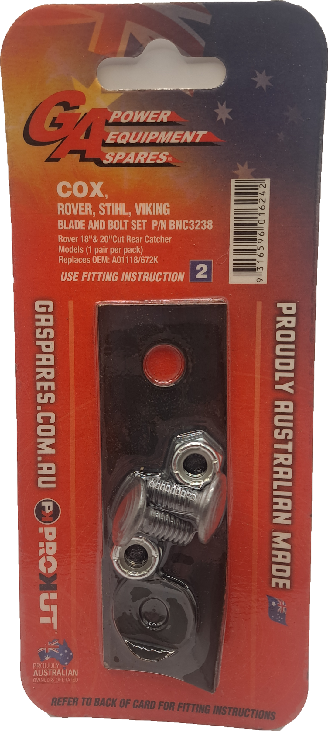 Rover 18" Mower Blade &amp; Bolt Kit x 2 (BNC3238)