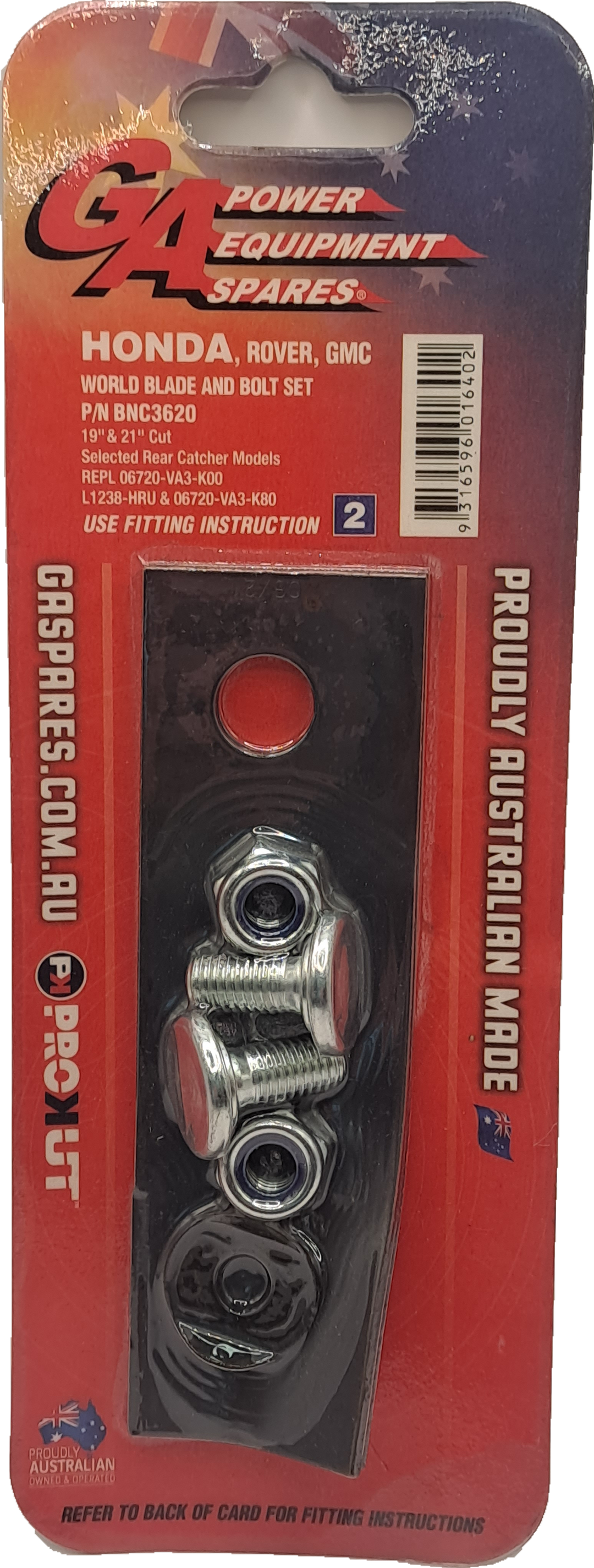 Honda 19" Mower Blade &amp; Bolt Kit x 2 (BNC3620)