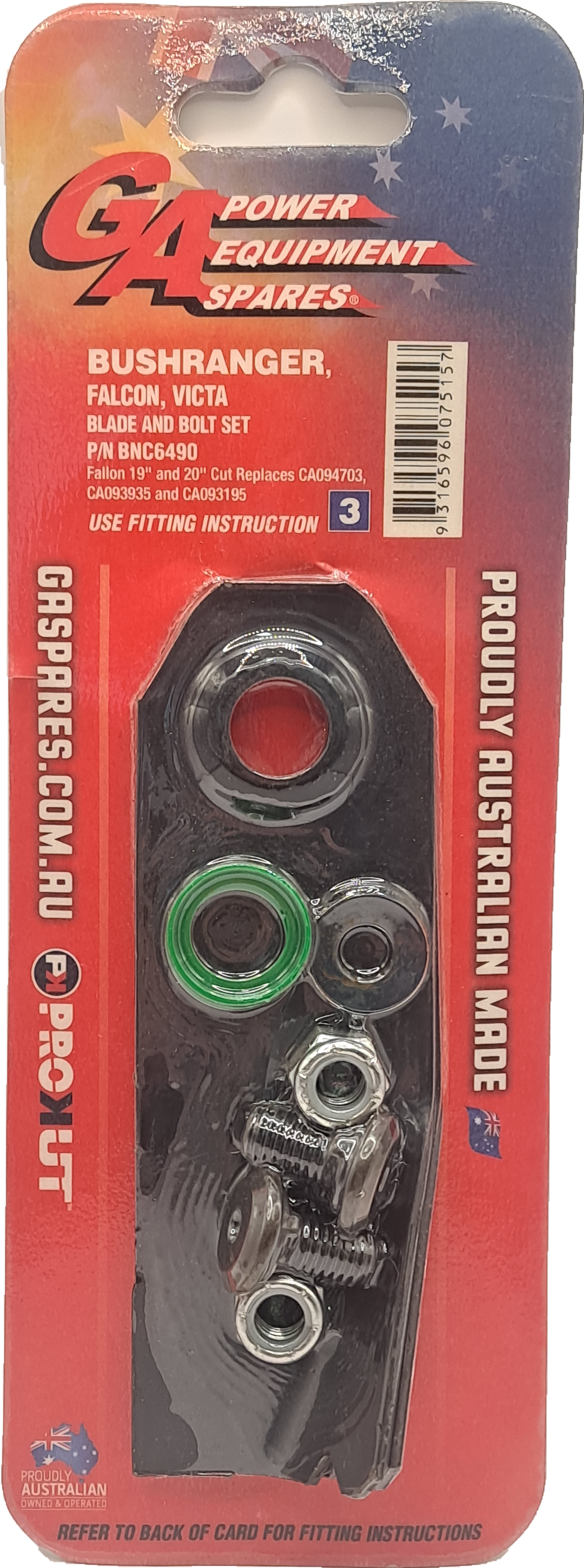 Victa 19" Mower Blade And Bolt Kit x 2 (BNC6490)