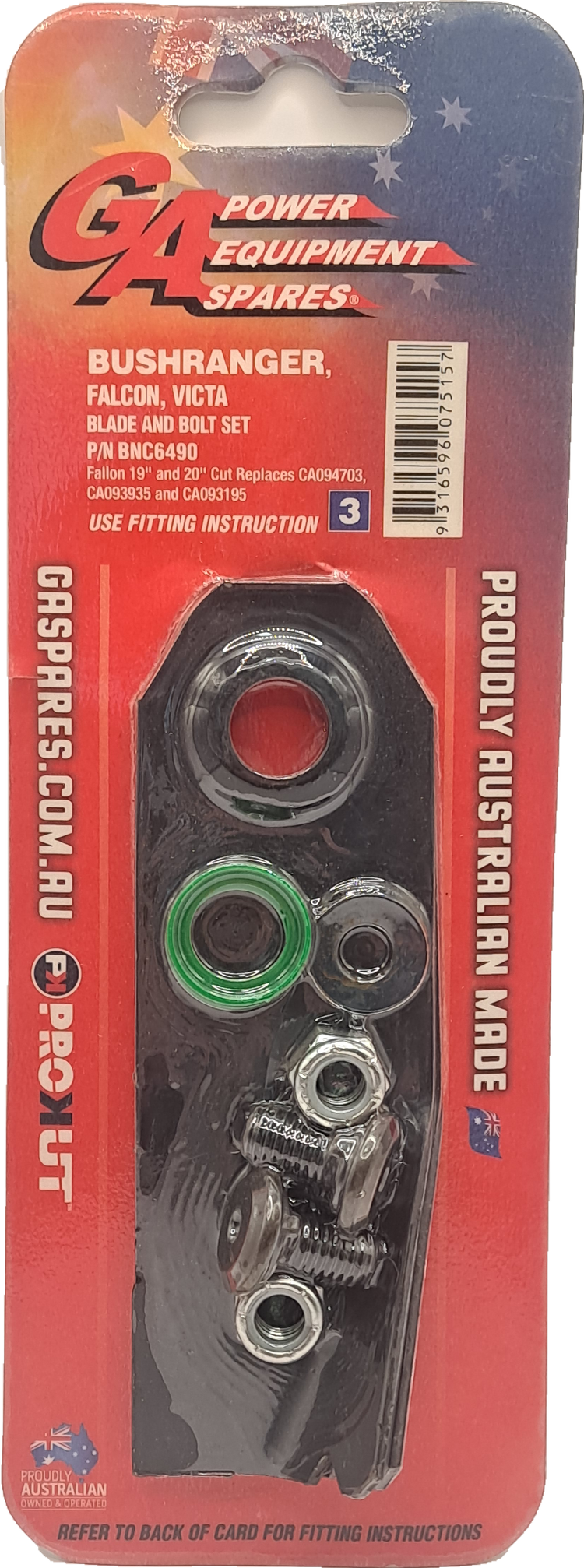 Victa 19" Mower Blade And Bolt Kit x 2 (BNC6490)