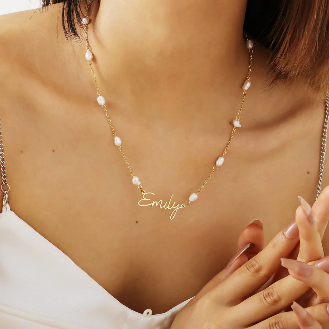 Aurelia Pearl Name Necklace