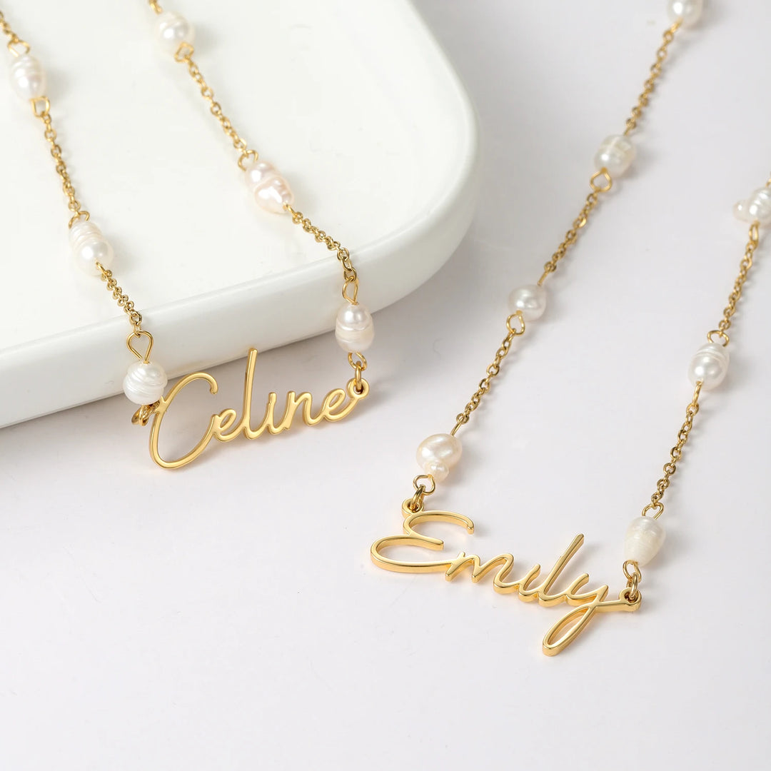 Aurelia Pearl Name Necklace