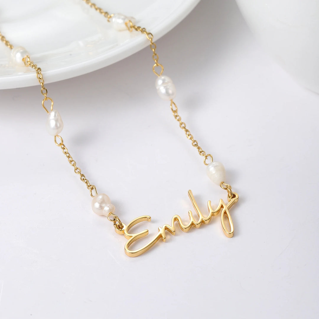 Aurelia Pearl Name Necklace