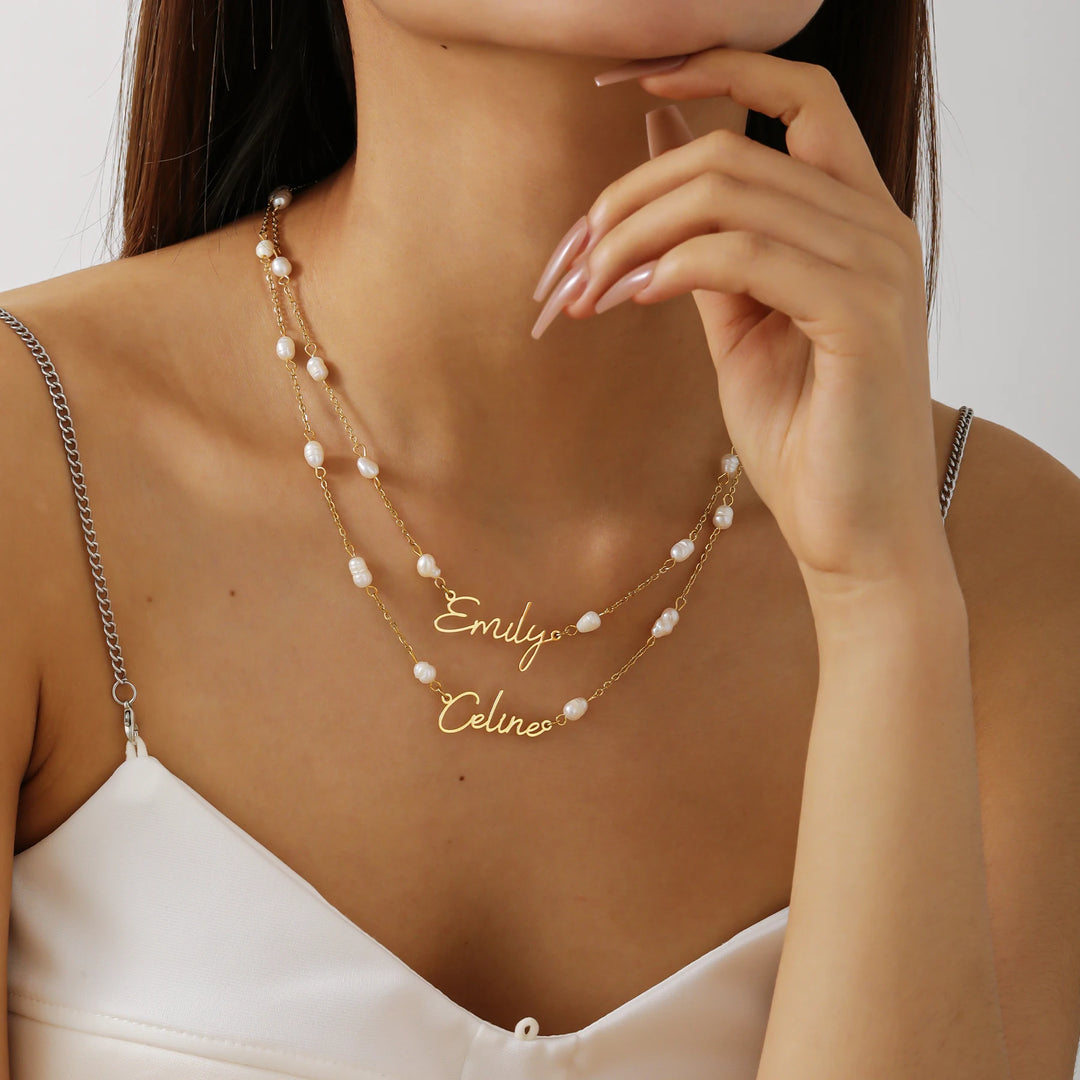 Aurelia Pearl Name Necklace