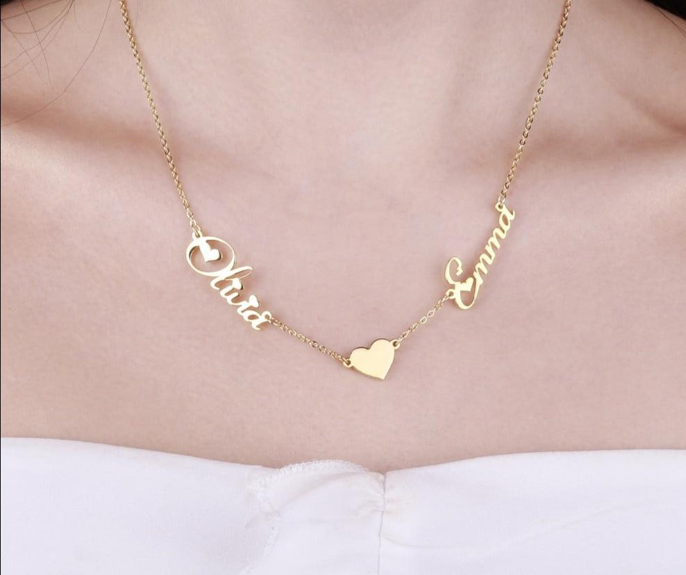 Double Name Heart Necklace