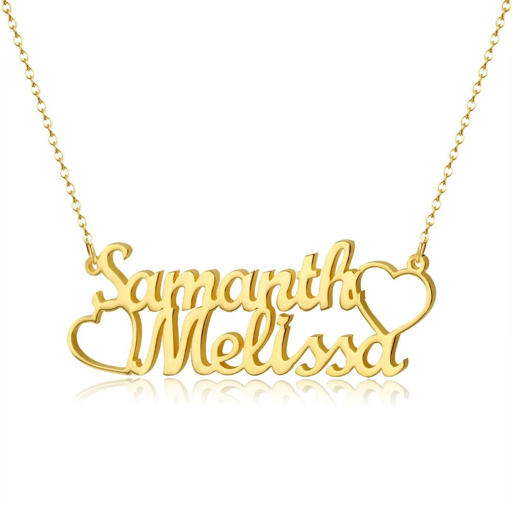 Double Line Custom Heart Necklace