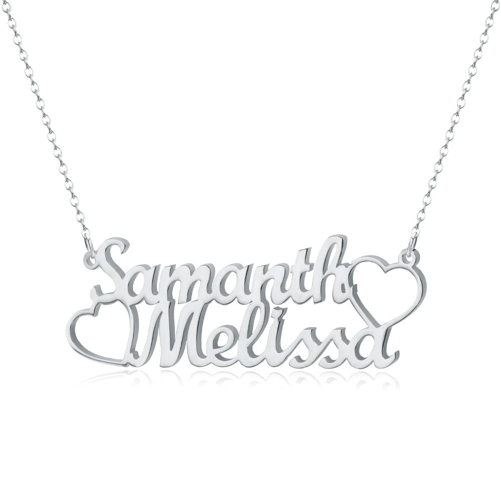 Double Line Custom Heart Necklace
