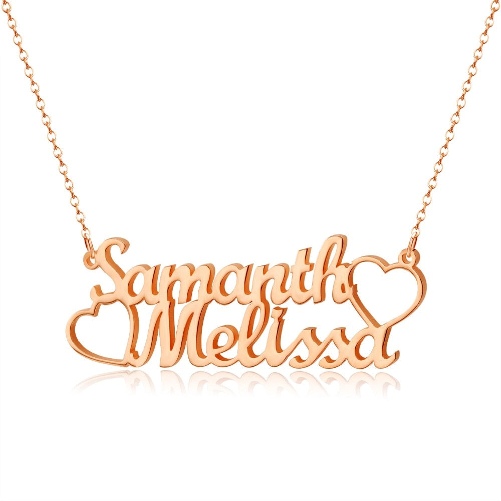 Double Line Custom Heart Necklace
